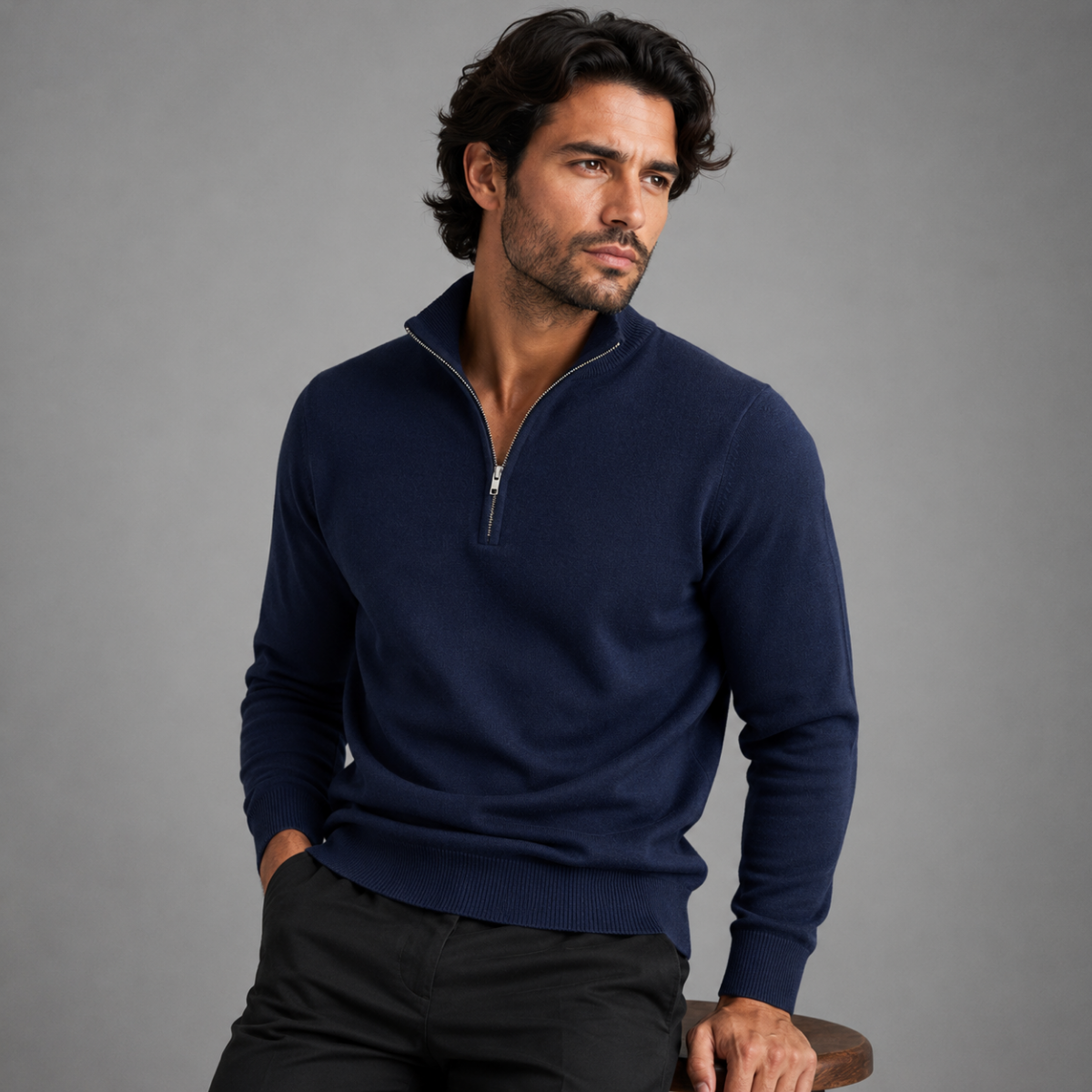 The Como Men's Quarter Zip Mock Neck Jumper