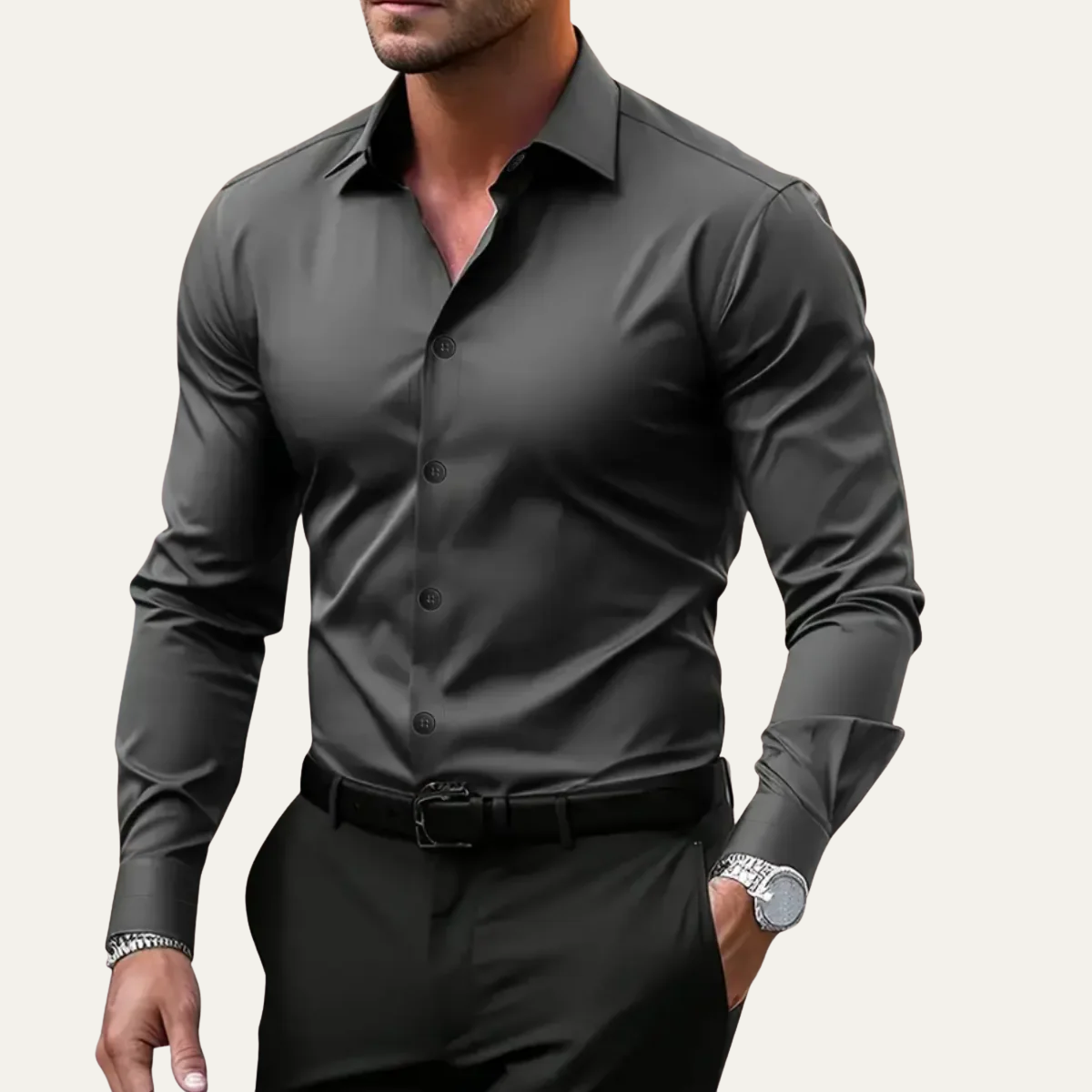 Men’s Stretch Button Up Slim Fit Dress Shirt
