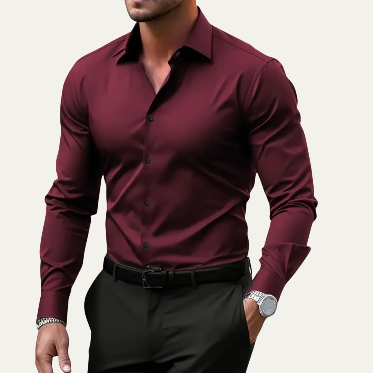 Men’s Stretch Button Up Slim Fit Dress Shirt