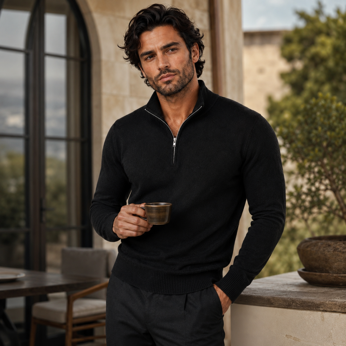 The Como Men's Quarter Zip Mock Neck Jumper