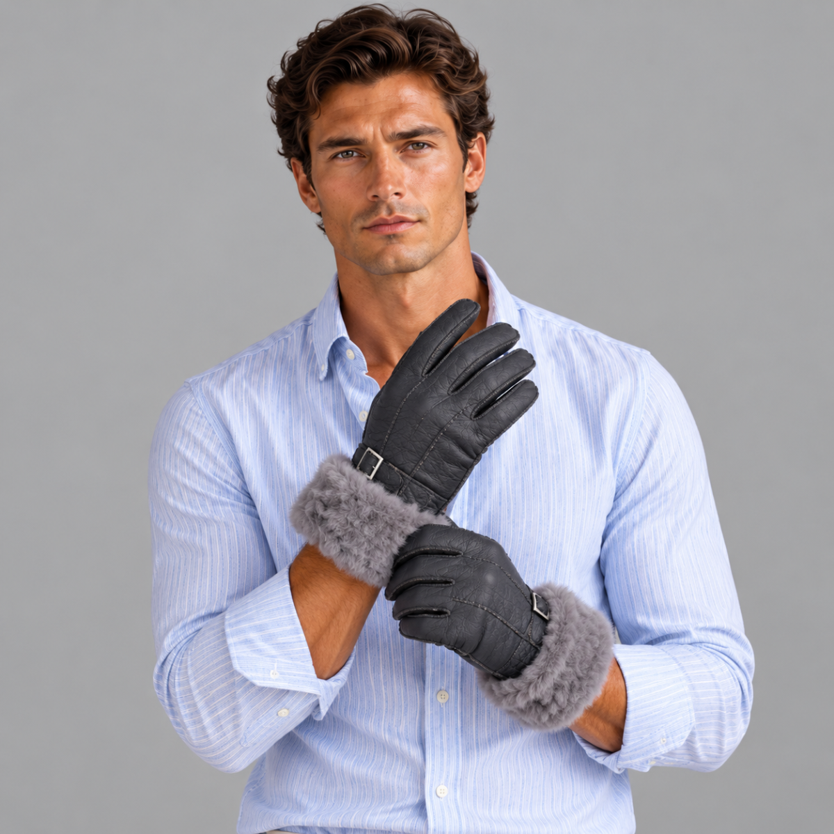The Brenton Men’s Sheepskin Fur Winter Gloves