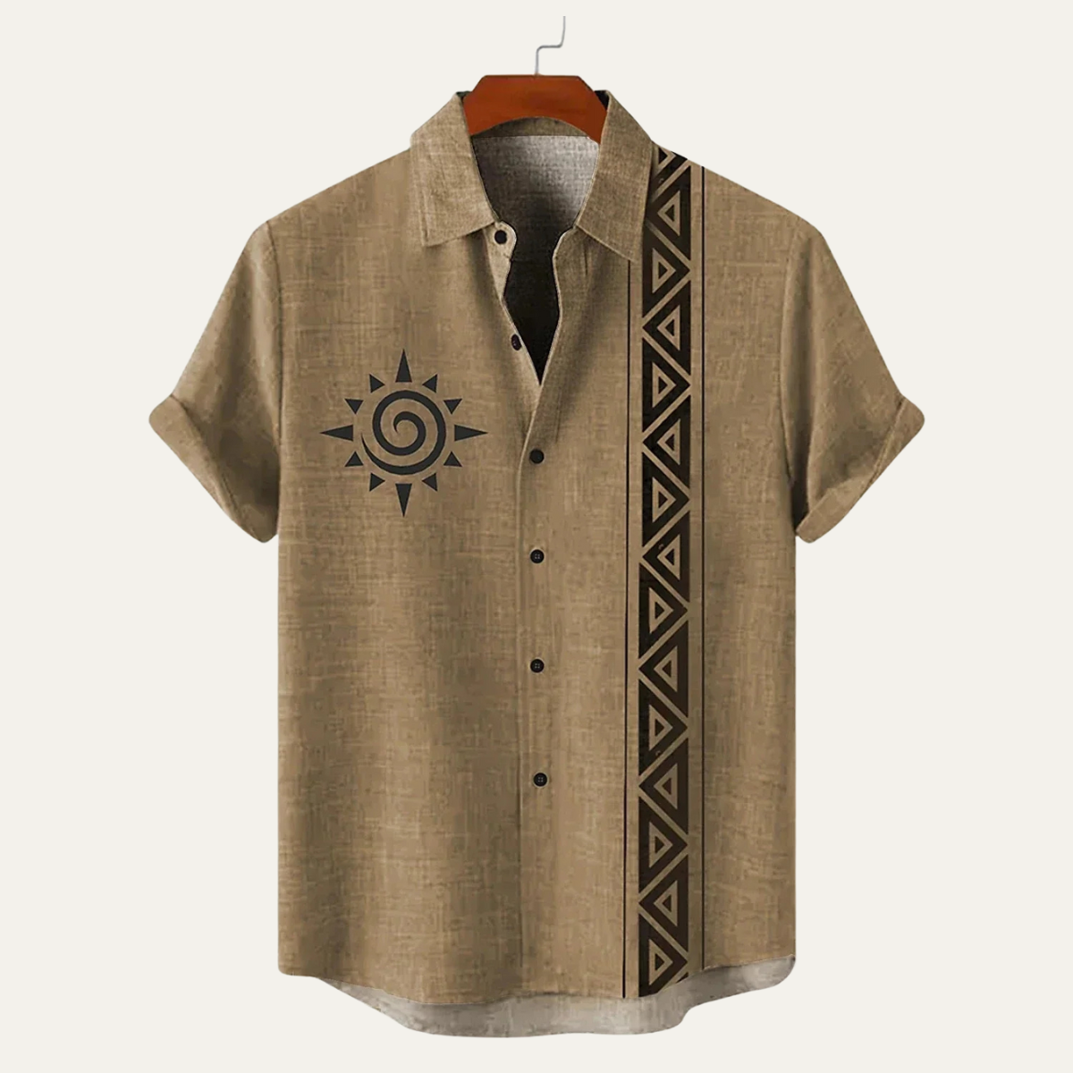 The Highclere Men’s Vintage Ethnic Pattern Short Sleeve Linen Shirt