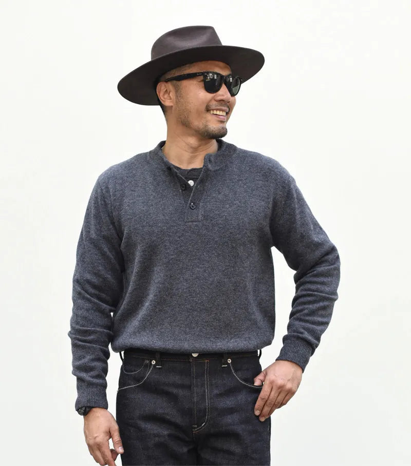 The Richmond Men's Button Neck Henley Knit Jumper