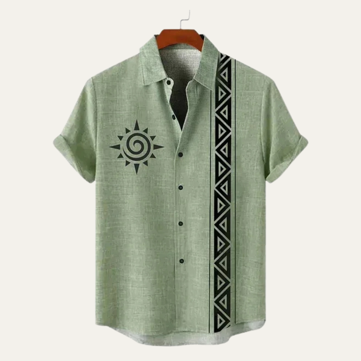 The Highclere Men’s Vintage Ethnic Pattern Short Sleeve Linen Shirt