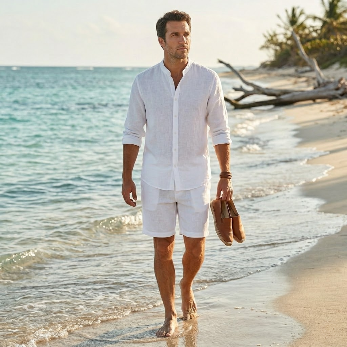 The Vicenza Men’s Linen Shirt and Shorts Set – Casual Two Piece Outfit