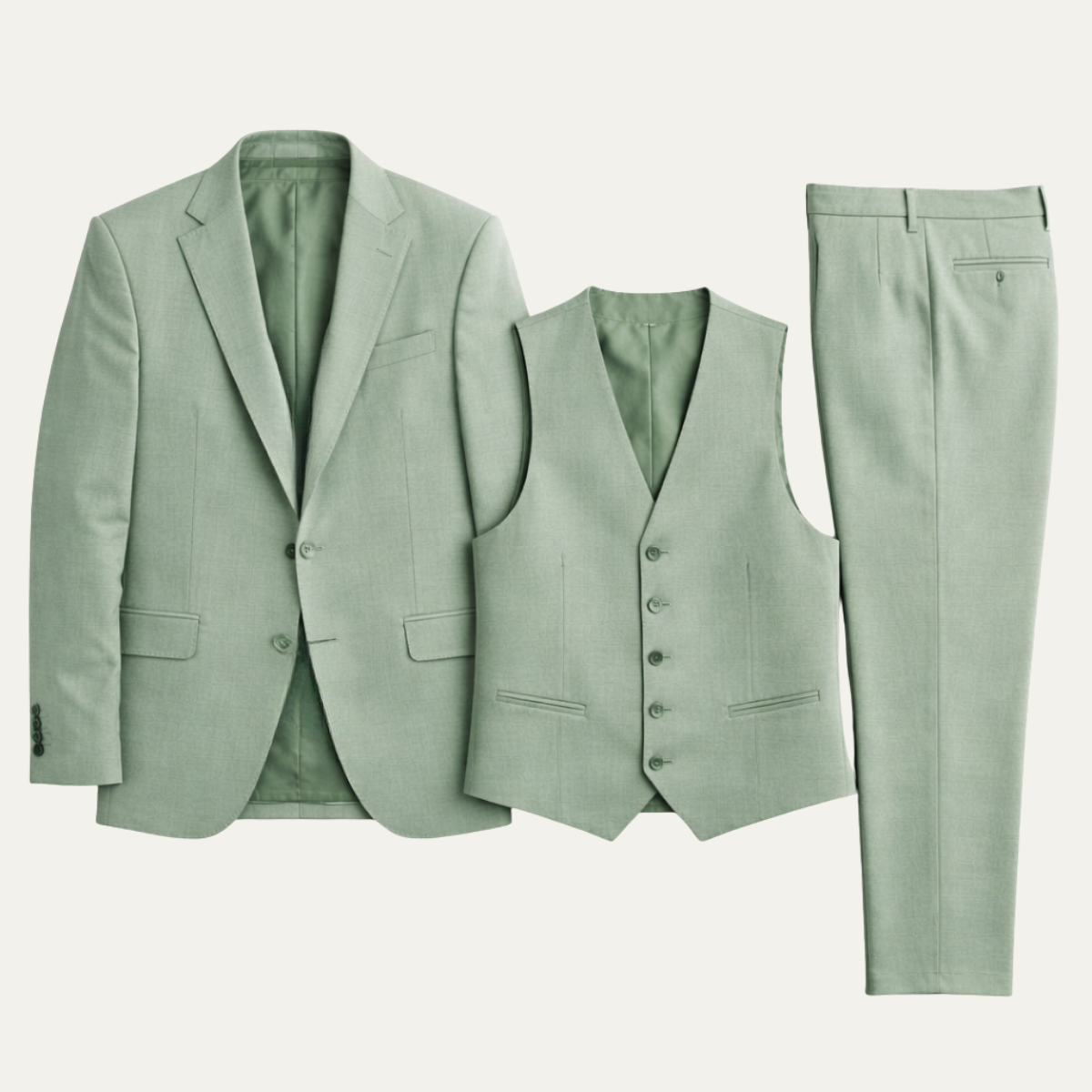 The Polignano Men’s Green 3 Piece Suit – Jacket Gilet Trousers