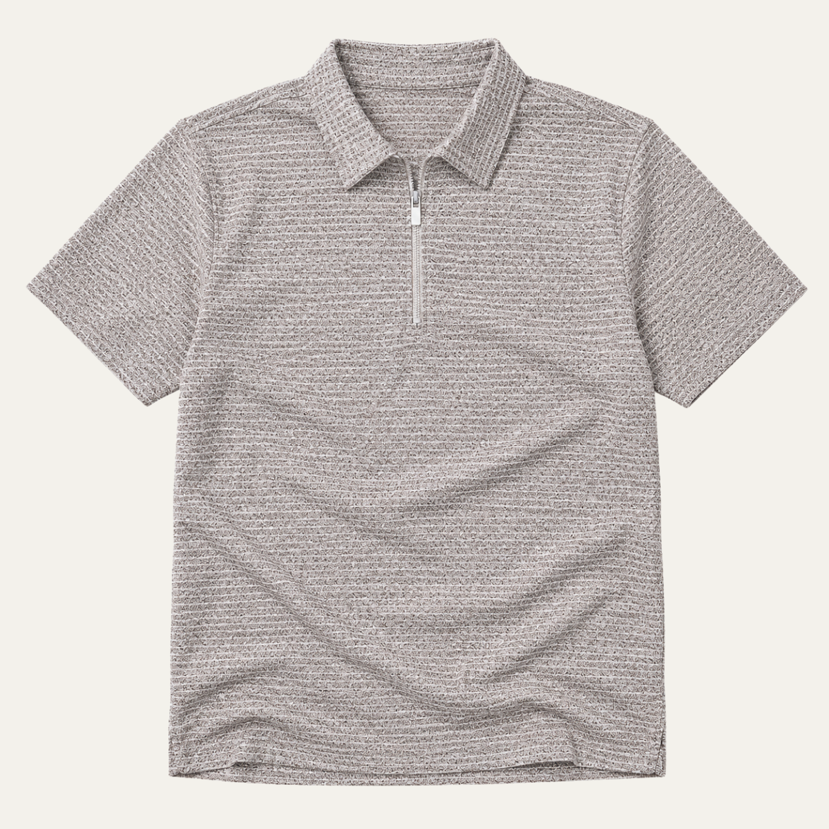 Men’s Waffle Knit Half Zip Polo Shirt