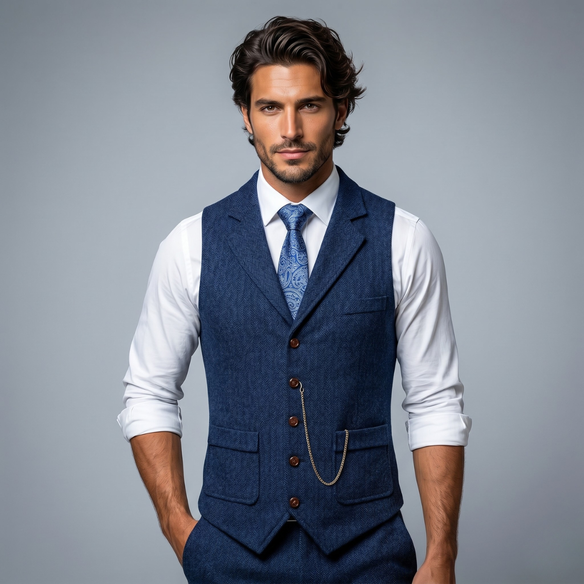 The Glendale Men’s Classic Tailored Tweed Waistcoat Gilet