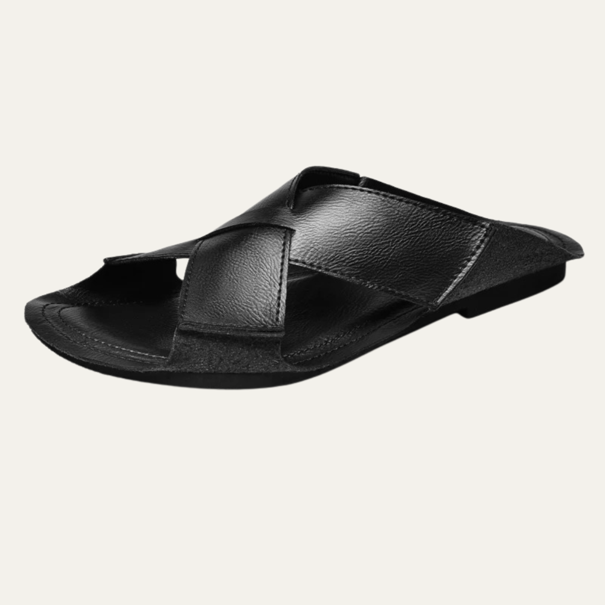 The Salisbury Men’s Leather Cross Strap Slide Sandals
