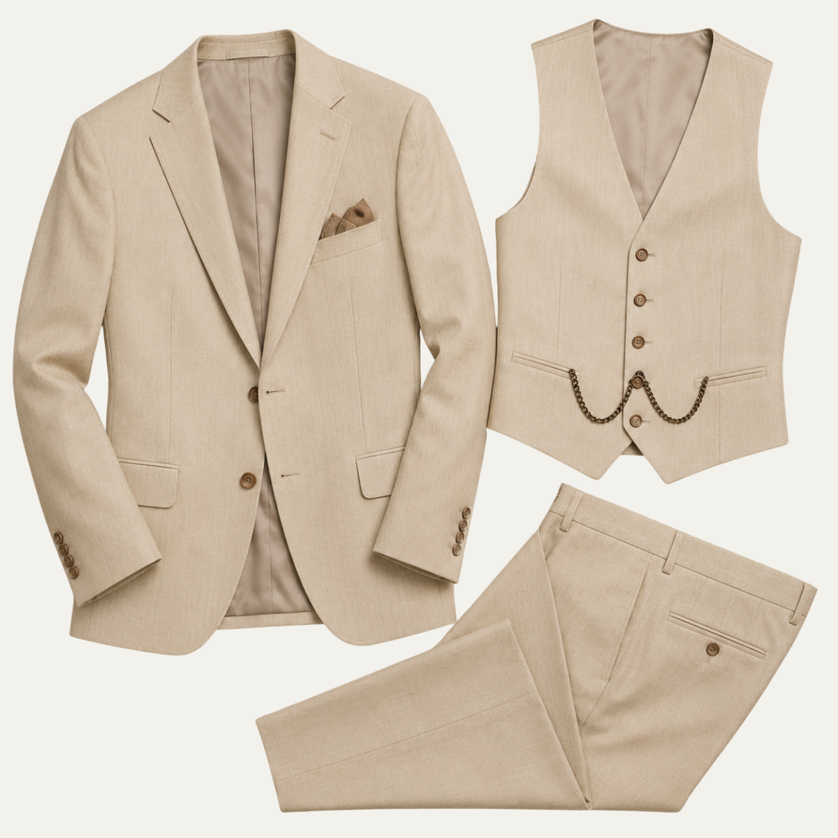 The Oakmont Men’s Classic Elegant Wedding 3 Piece Slim Fit Suit Set