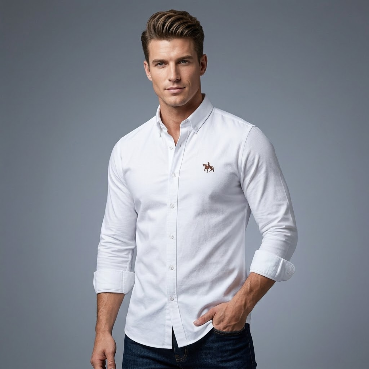 The Rennes Men’s Regular Fit Cotton Dress Shirt