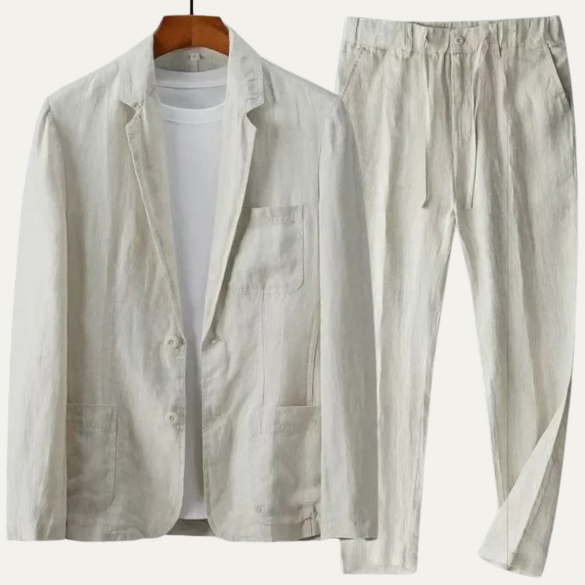 The Vipiteno Men’s Cotton Linen Two Piece Suit Set – Casual Blazer and Trousers