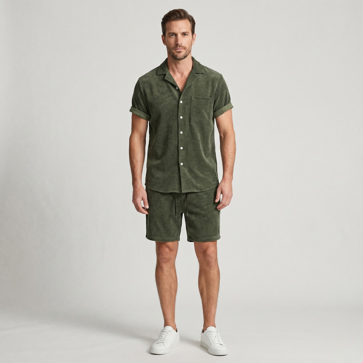 The Cirencester Men’s Corduroy Shirt & Shorts Summer Set