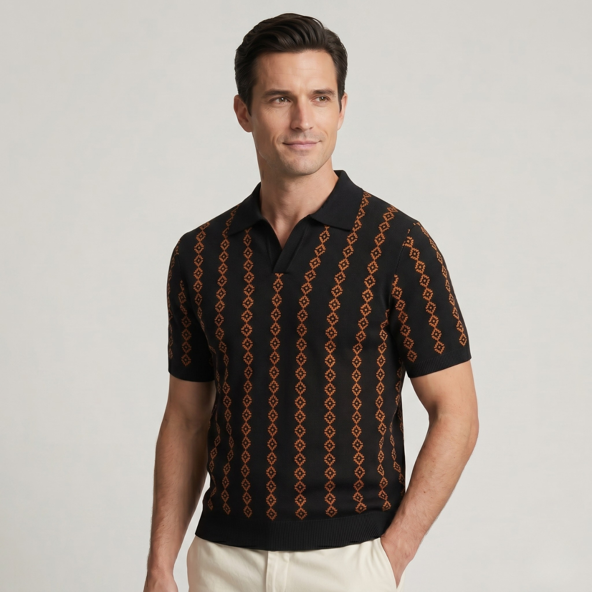 The Riccione Men’s Patterned Knit Polo Shirt