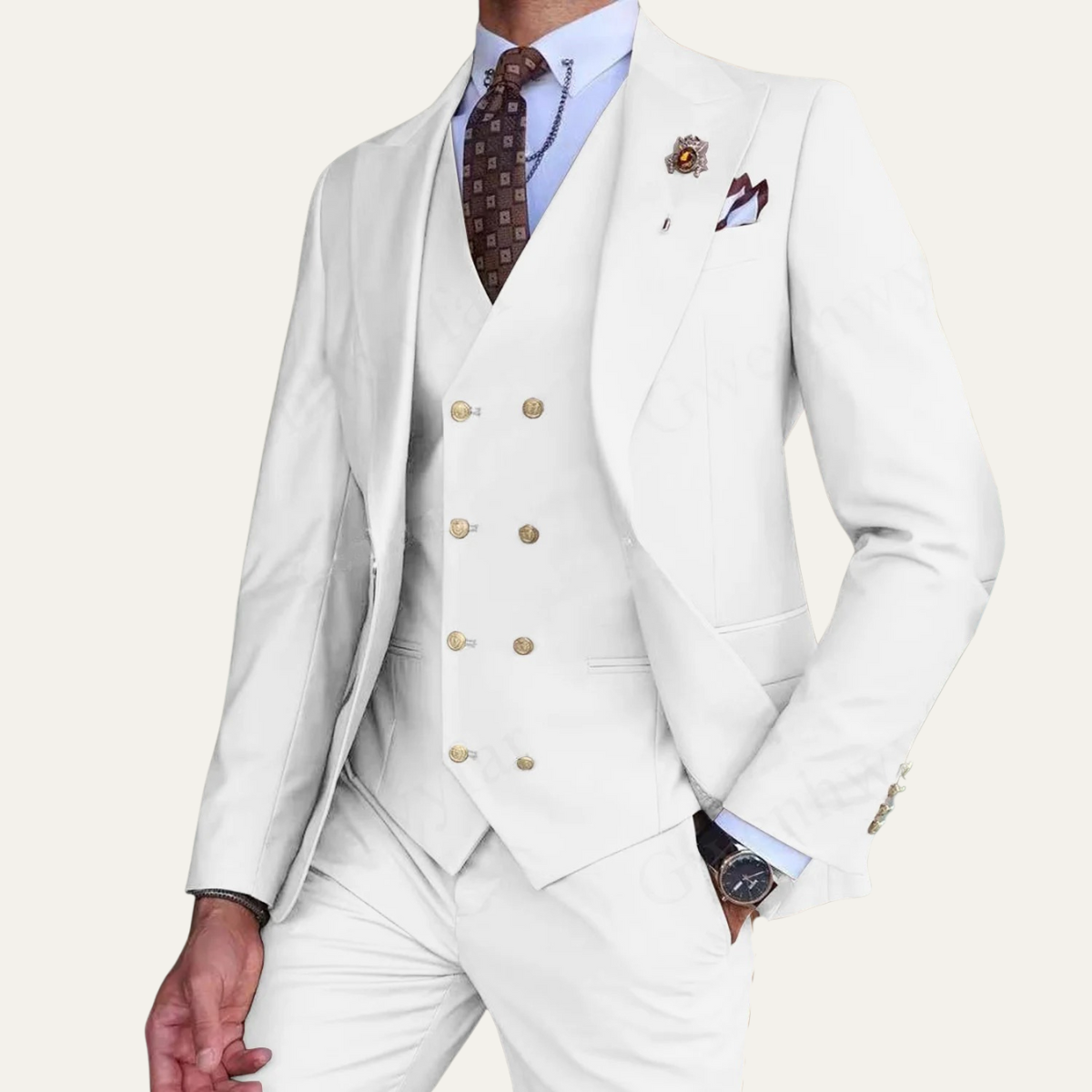 The Mantova Men’s Luxury 3 Piece Suit – Blazer Gilet and Trousers Formal Suit