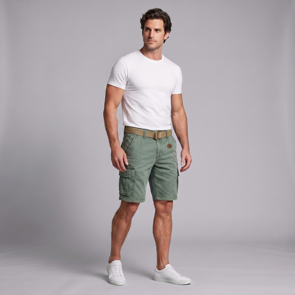 Men’s Multi Pocket Tactical Cargo Shorts with Belt