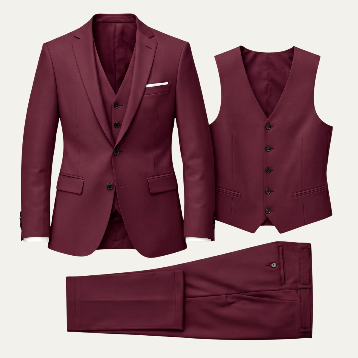 The Pozzuoli Men’s Luxury Suit Set – Blazer Waistcoat Trousers