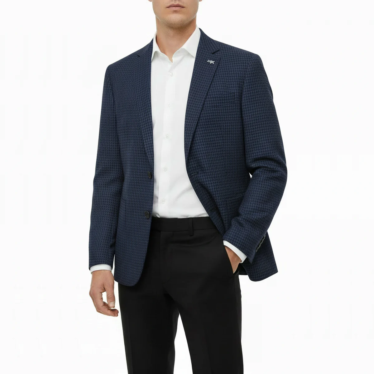 The Henderson Men's Smart Slim Fit Business Blazer - Navy Blue