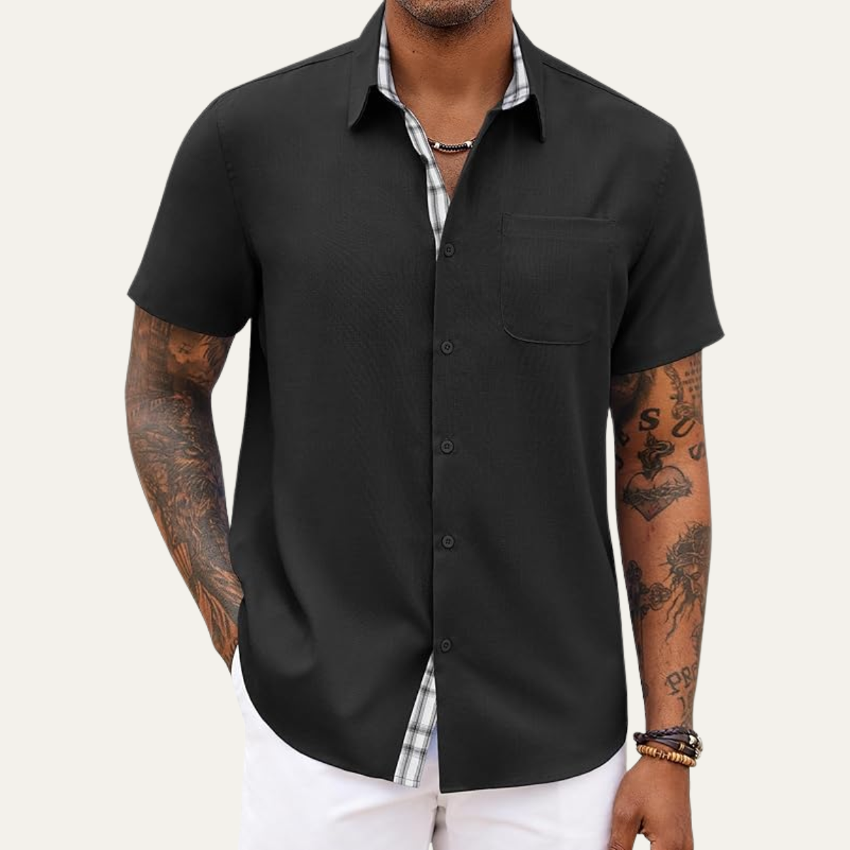 The Thonon Men’s Short Sleeve Button Down Shirt with Pocket