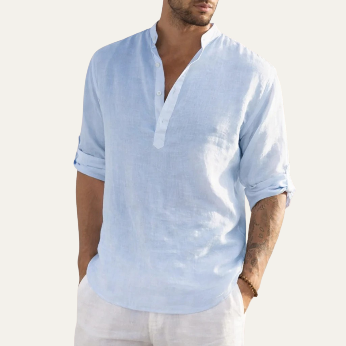 The Greenpoint Men's Lightweight Linen Henley Shirt