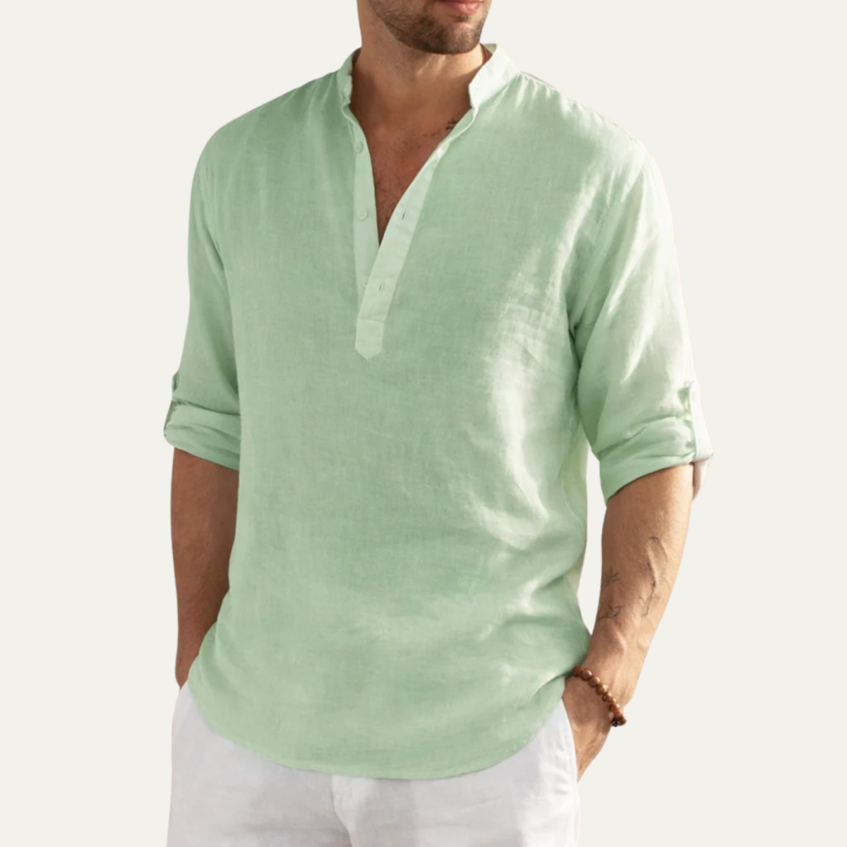 The Greenpoint Men's Lightweight Linen Henley Shirt