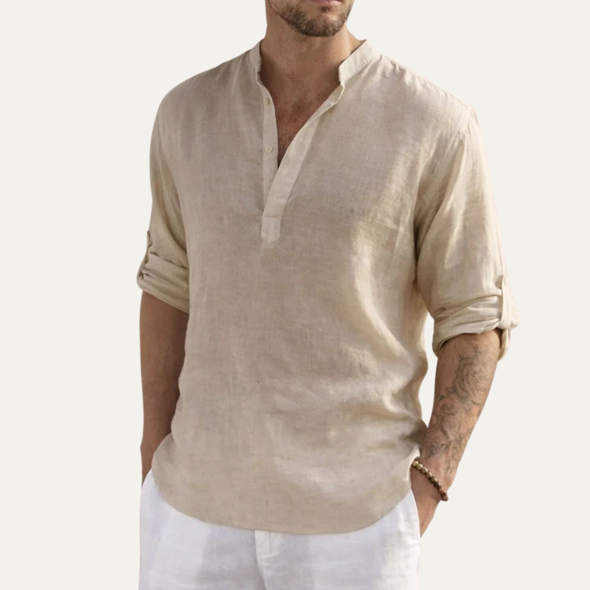 The Greenpoint Men's Lightweight Linen Henley Shirt