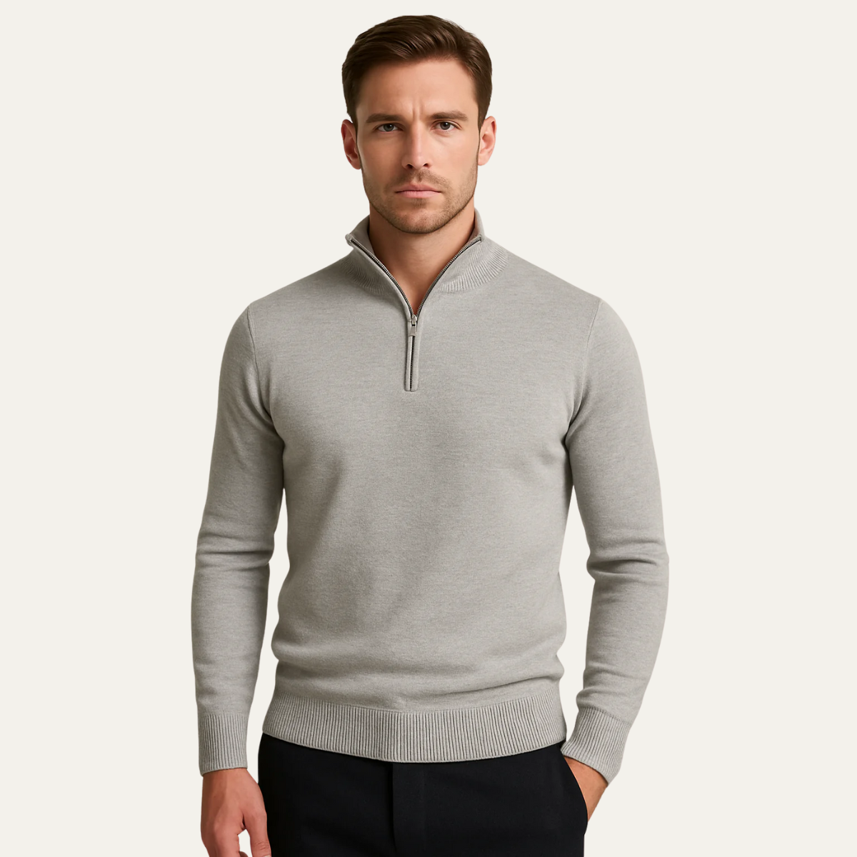 Men’s Knitted Slim Fit Half Zip Knit Jumper