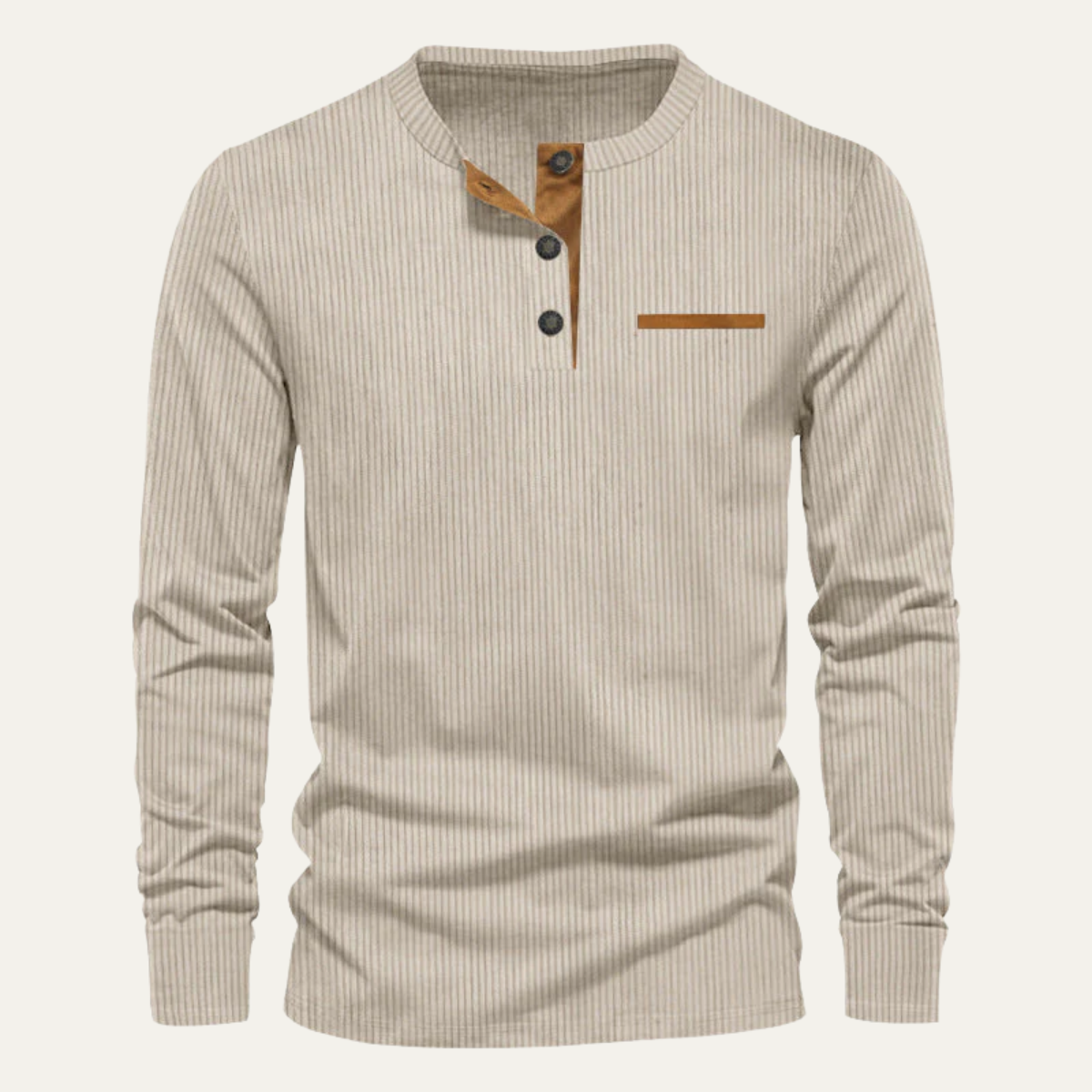 Men's Ribbed Cotton Blend Henley Shirt