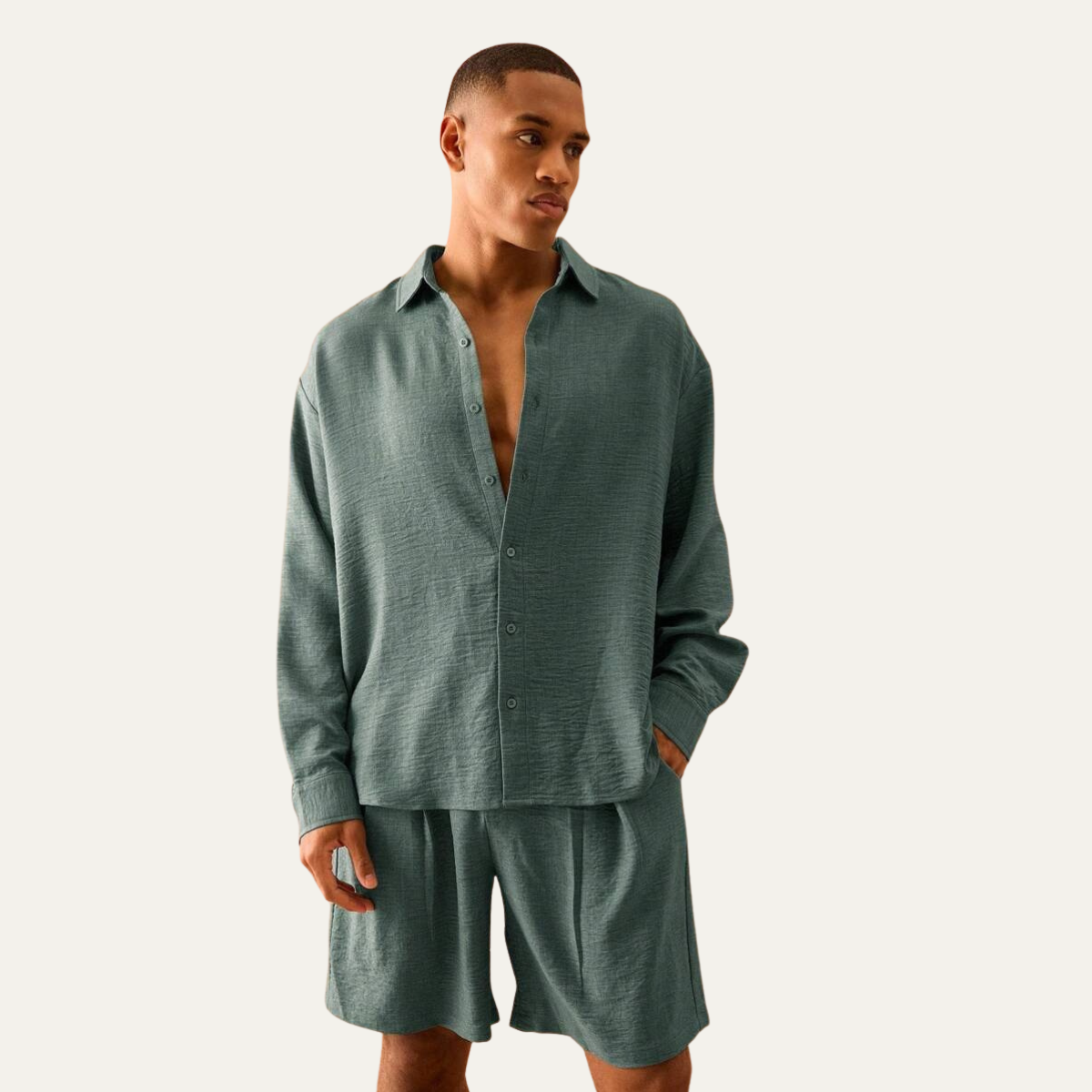The Dundee Men’s Oversized Long Sleeve Linen Shirt & Short Summer Sets