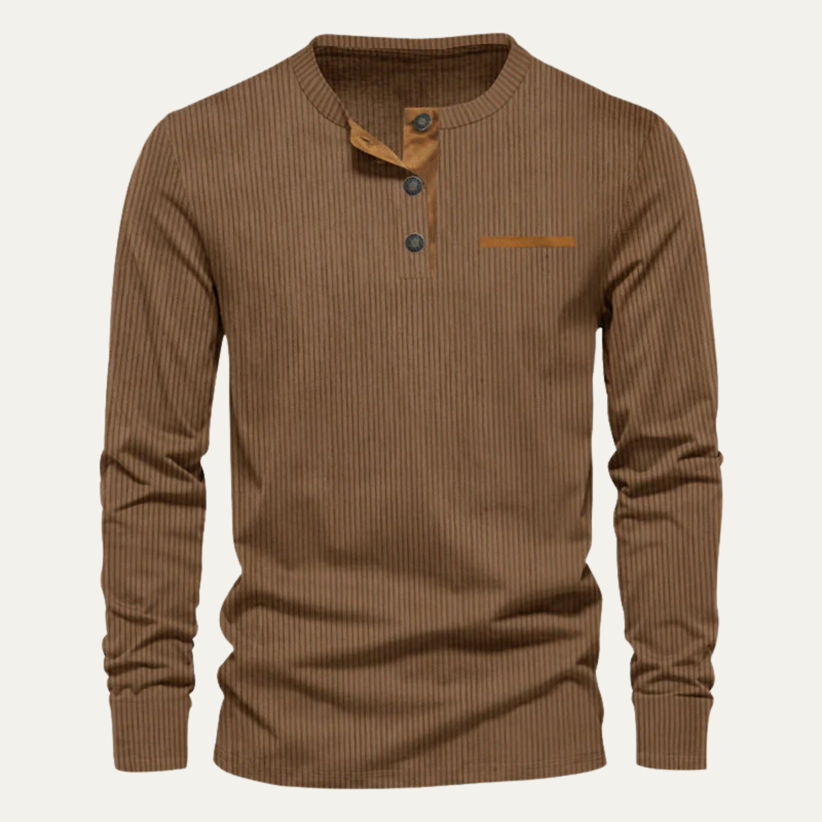 Men's Ribbed Cotton Blend Henley Shirt