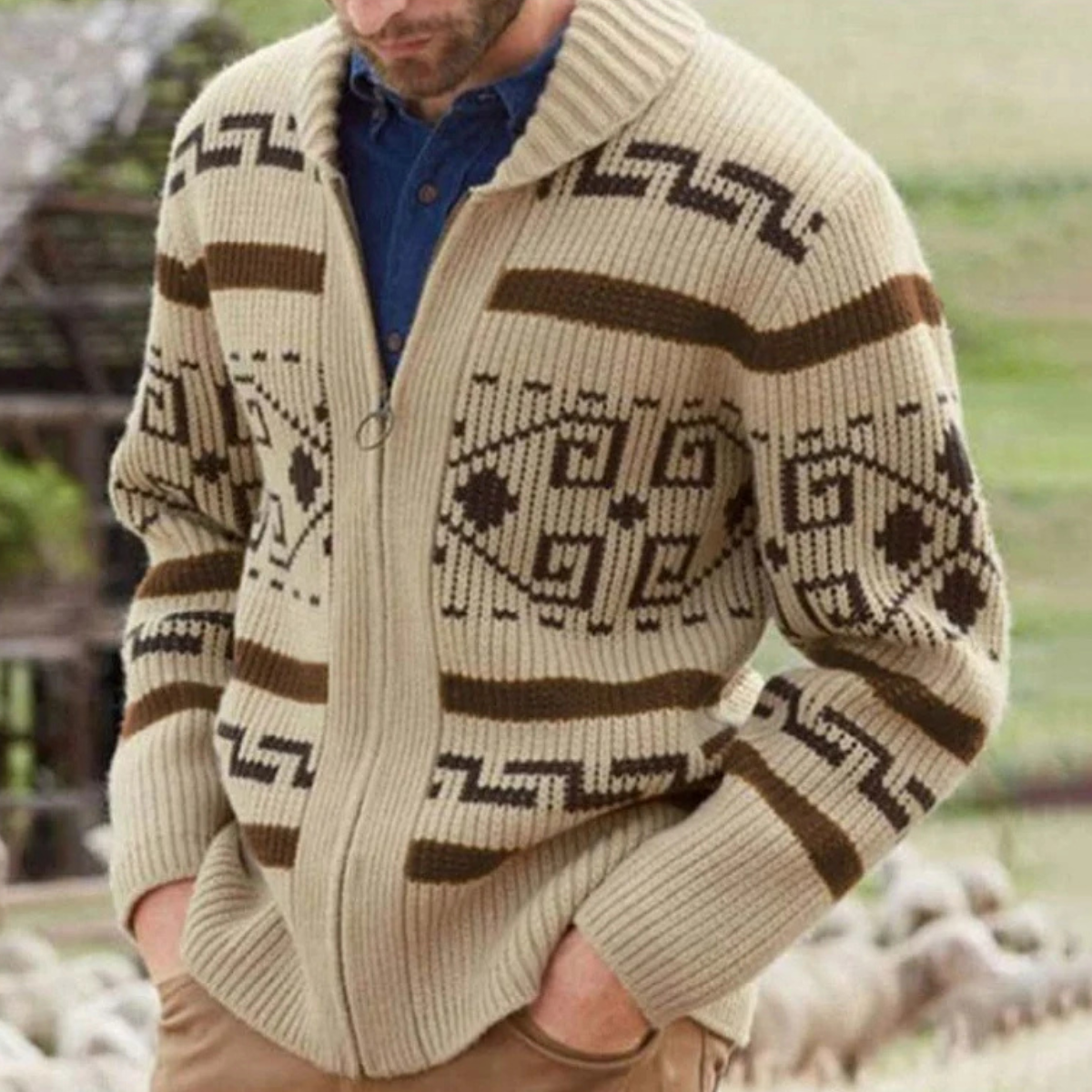 The Serravalle Men’s Button-Up Knit Cashmere Shawl Collar Cardigan