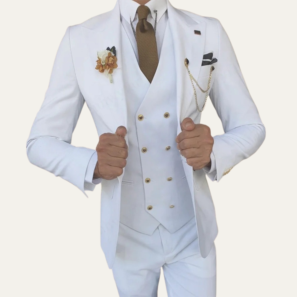 The Mantova Men’s Luxury 3 Piece Suit – Blazer Gilet and Trousers Formal Suit