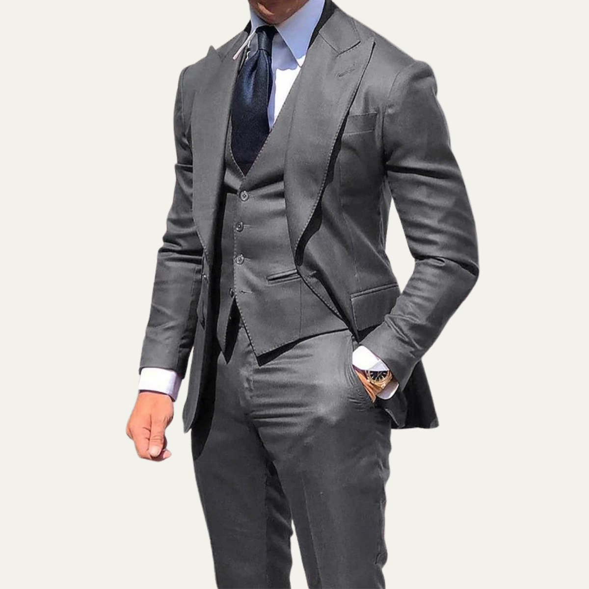 The Omegna Men’s 3 Piece Suit – Slim Fit Jacket Gilet Trousers