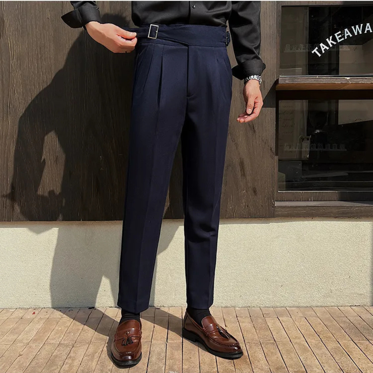The San Remo Men’s High Waist Pleated Slim Fit Gurkha Trousers