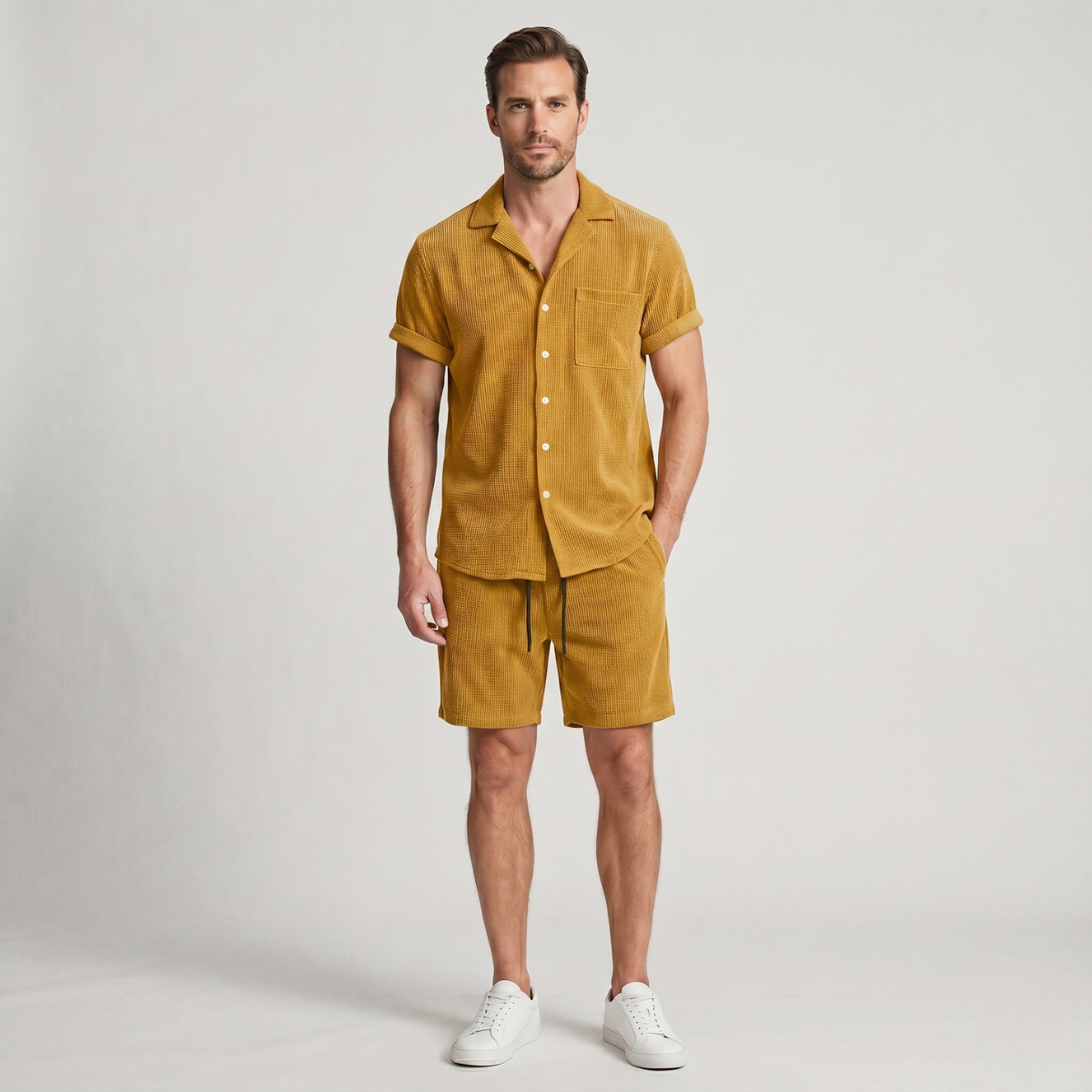 The Cirencester Men’s Corduroy Shirt & Shorts Summer Set