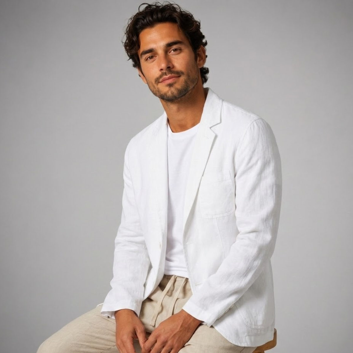 The Recco Men’s Single Breasted Summer Linen Blazer Jacket