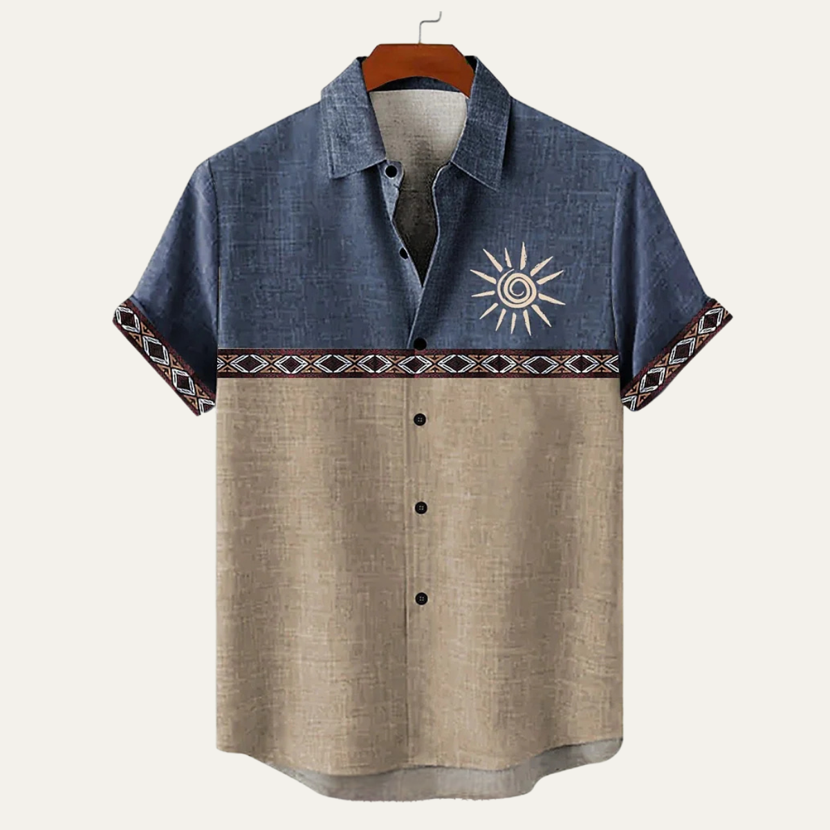 The Pembroke Men’s Retro Patchwork Short Sleeve Linen Shirt