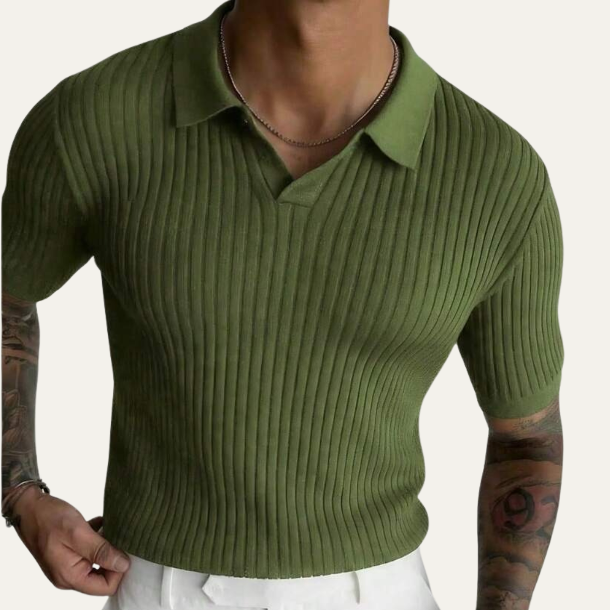 The Perth Men’s Lightweight Short Sleeve Ribbed Knit Polo Shirt