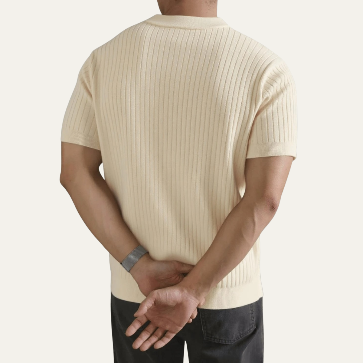 The Perth Men’s Lightweight Short Sleeve Ribbed Knit Polo Shirt