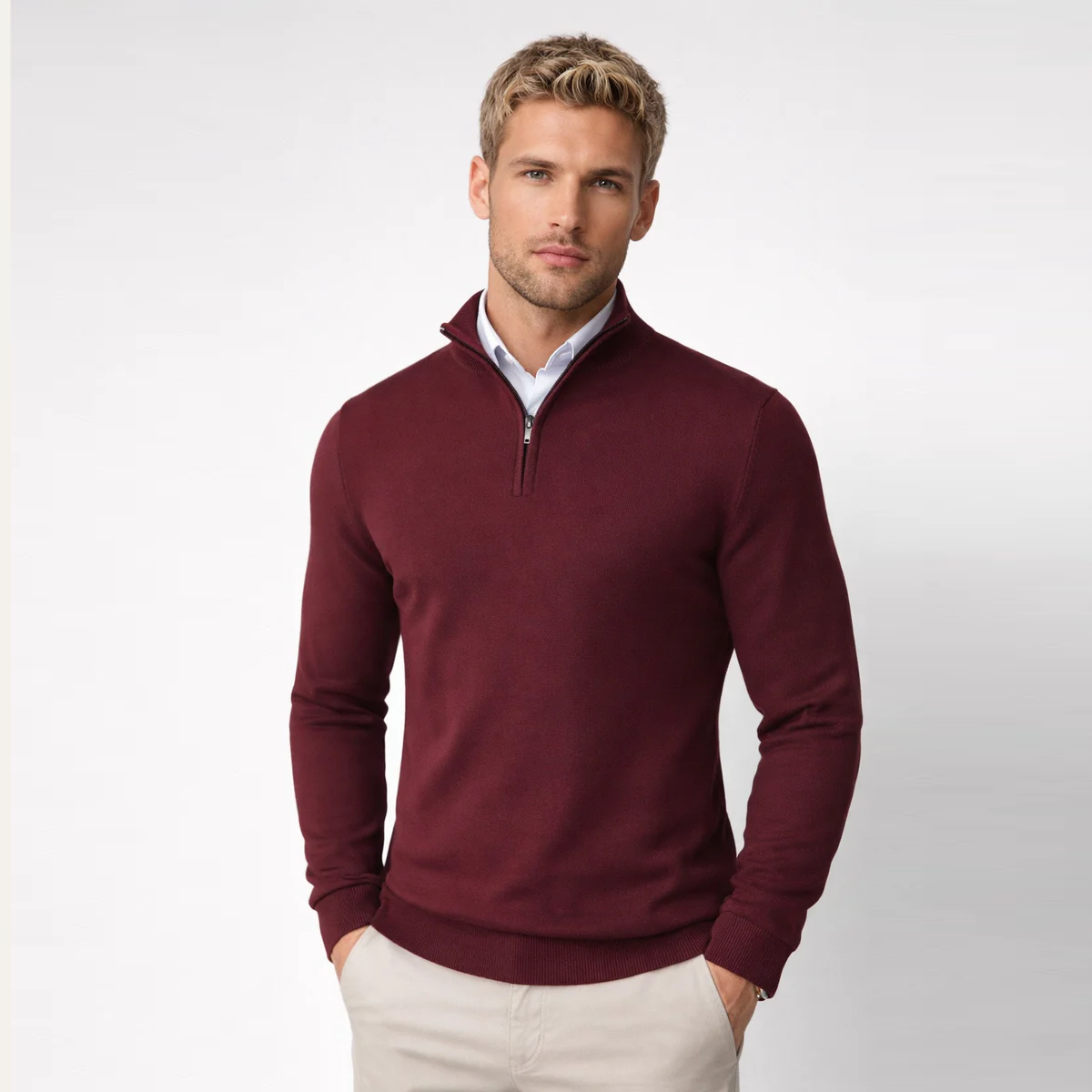 The Como Men's Quarter Zip Mock Neck Jumper