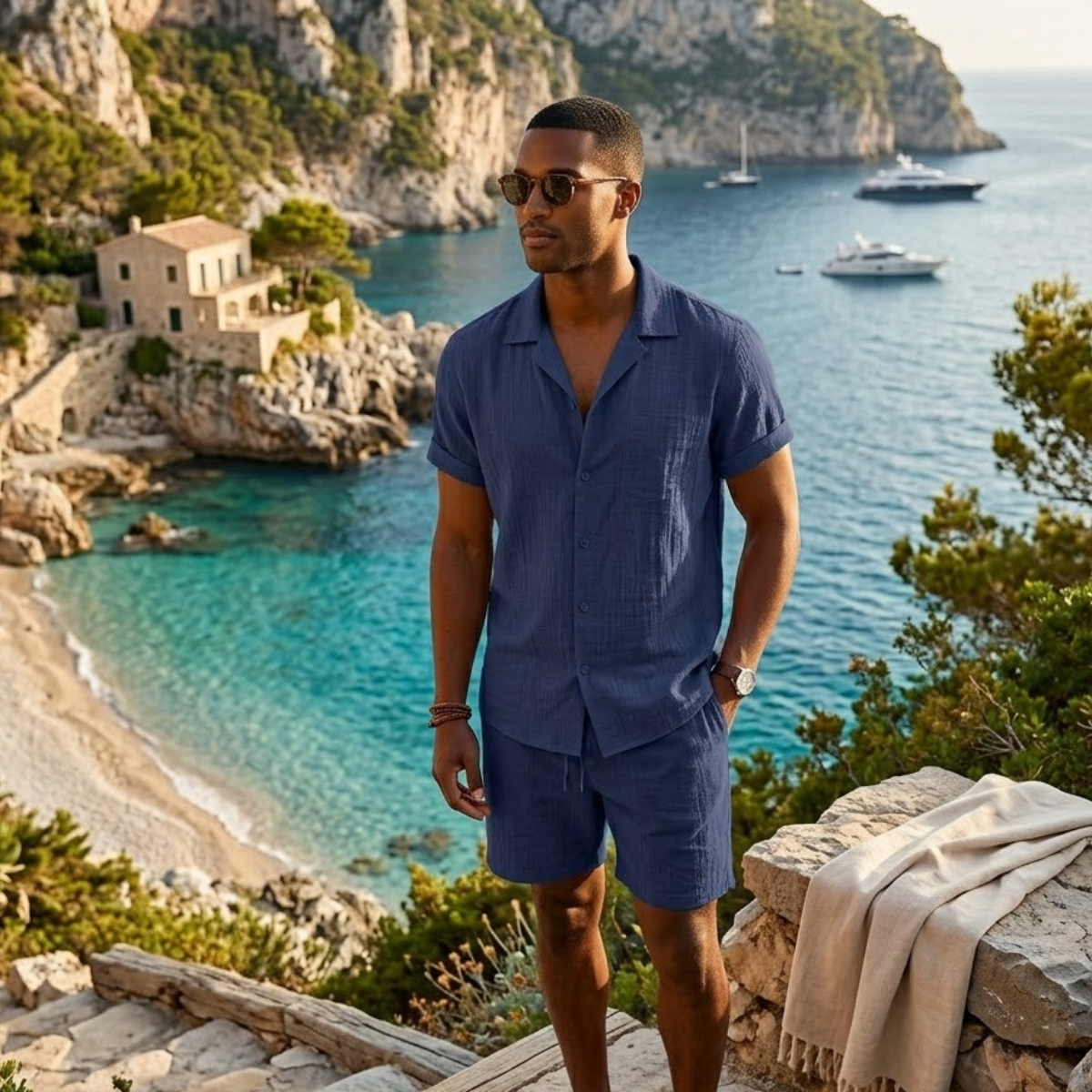 The Taranto Men’s Summer Beach Set – Shirt and Shorts
