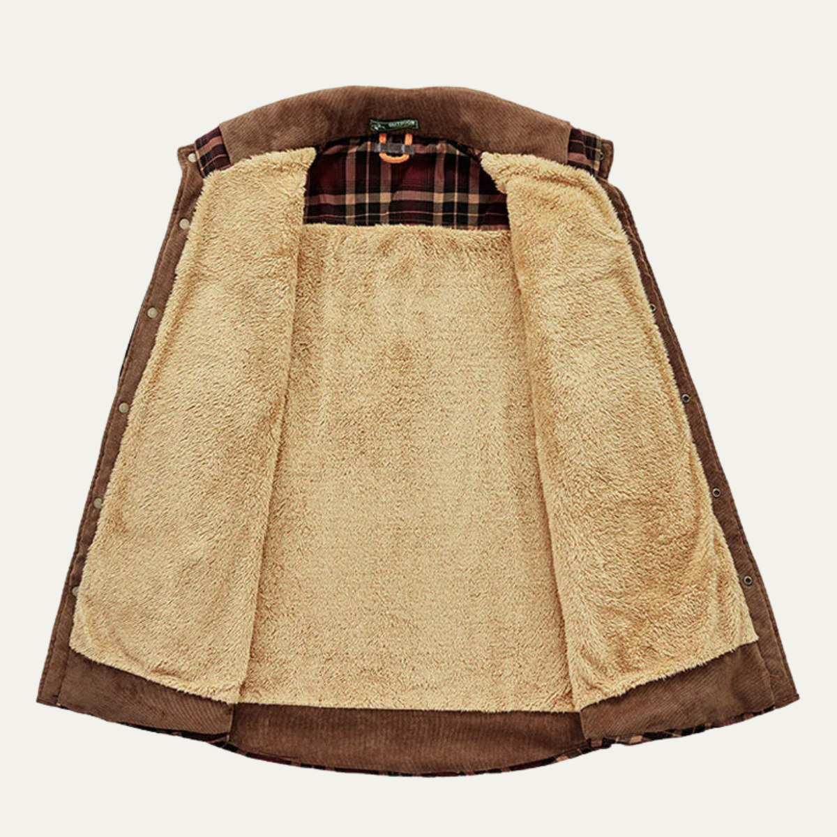 Men’s Fleece Lined Corduroy Plaid Jacket