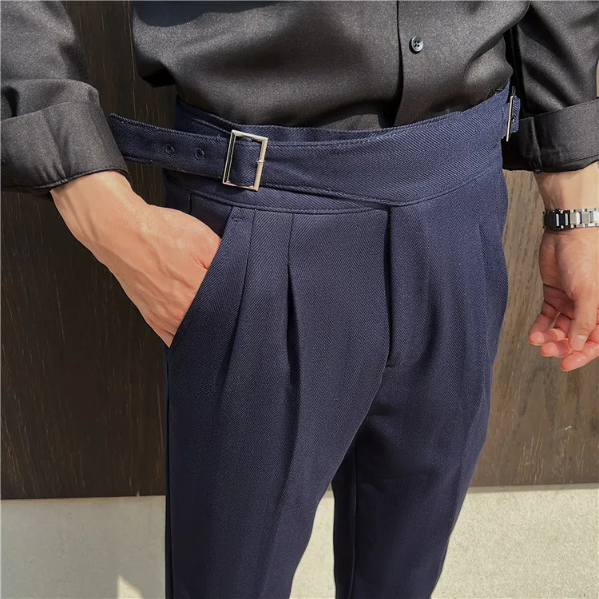 The San Remo Men’s High Waist Pleated Slim Fit Gurkha Trousers