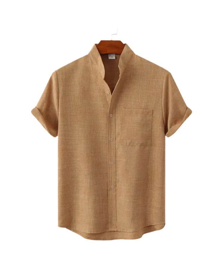 The Hamptons Men's Short Sleeve Collar Linen Shirt