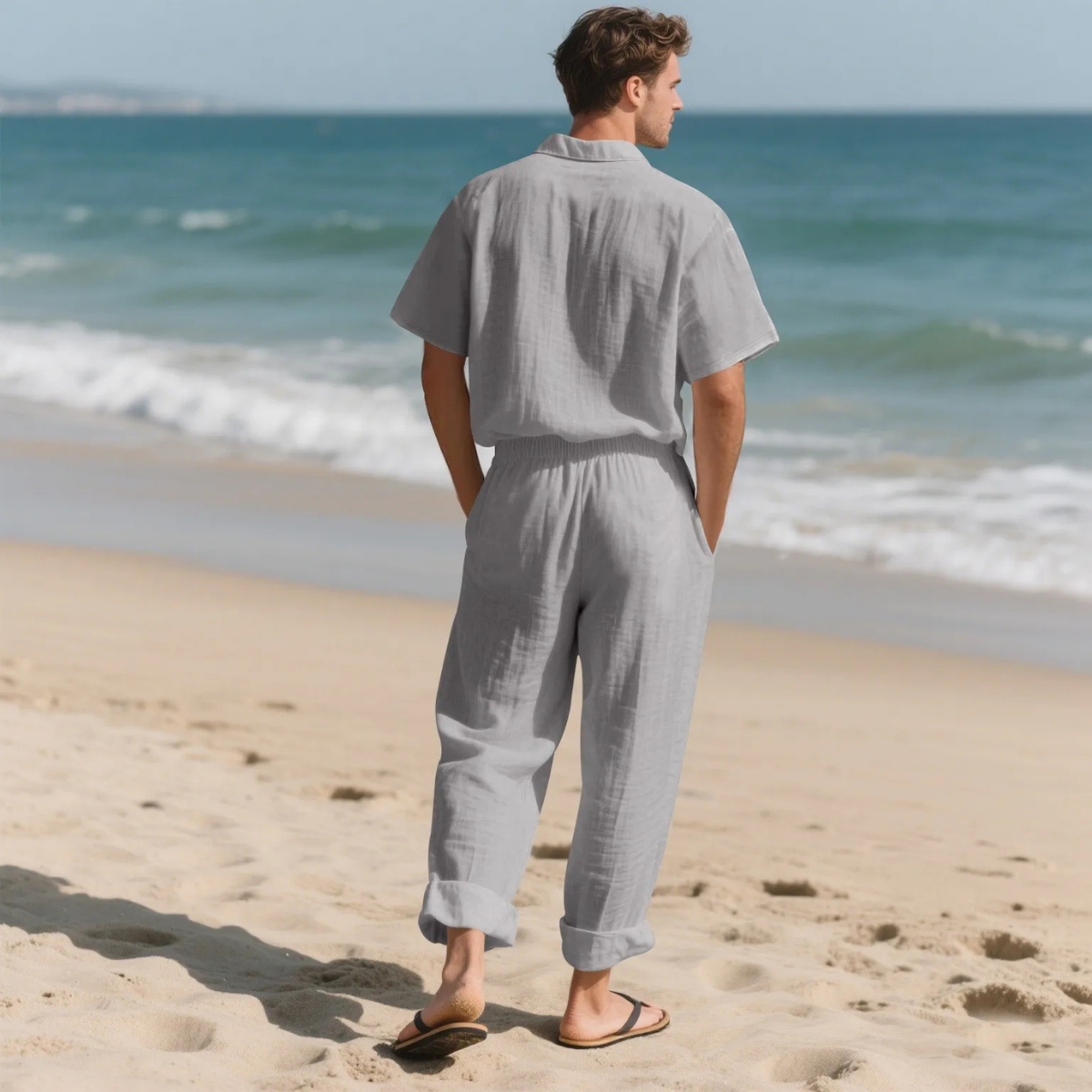 The Montmartre Men’s Casual Summer Linen Shirt & Trousers Set