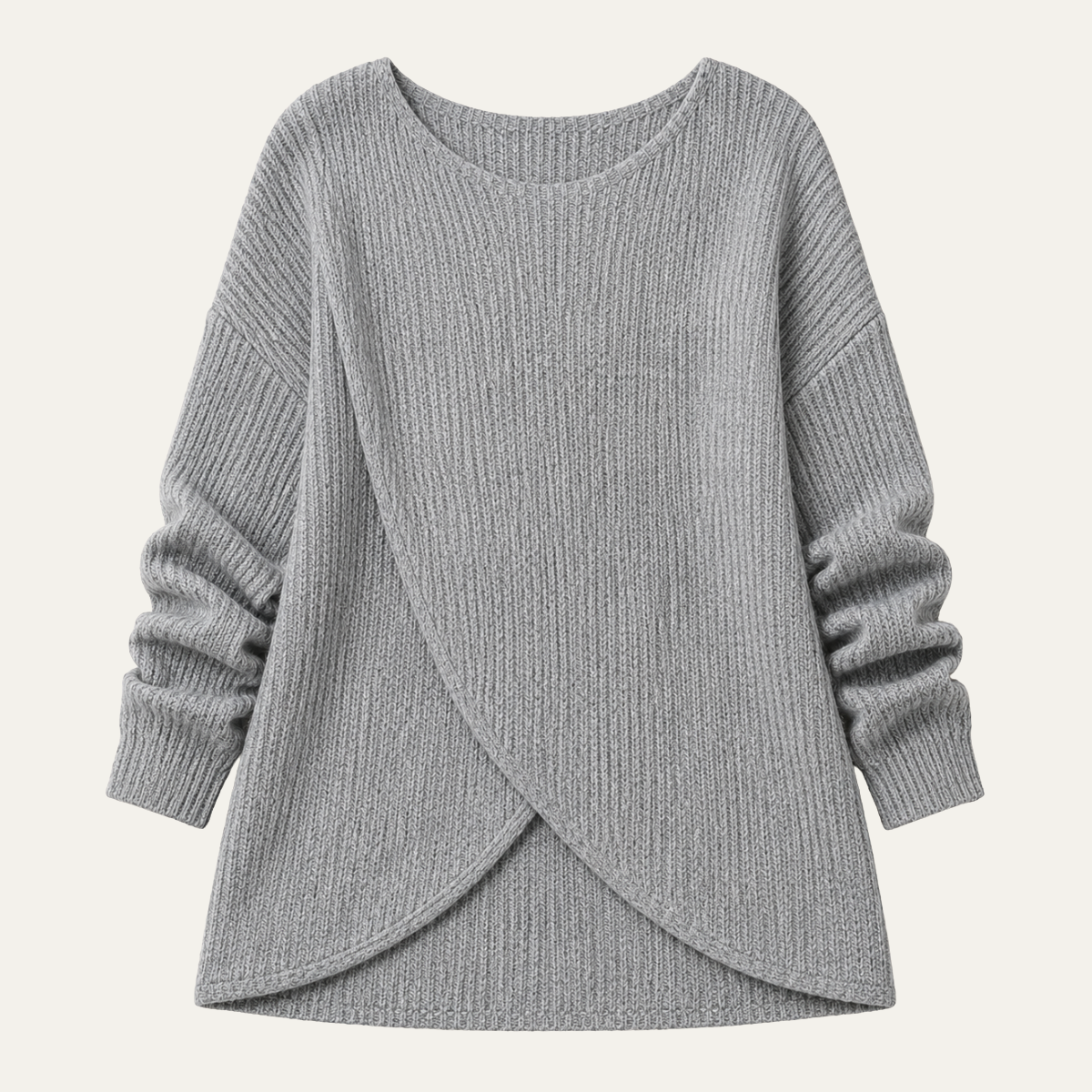 Women's Ribbed Jumpers with Asymmetrical Slit Hem