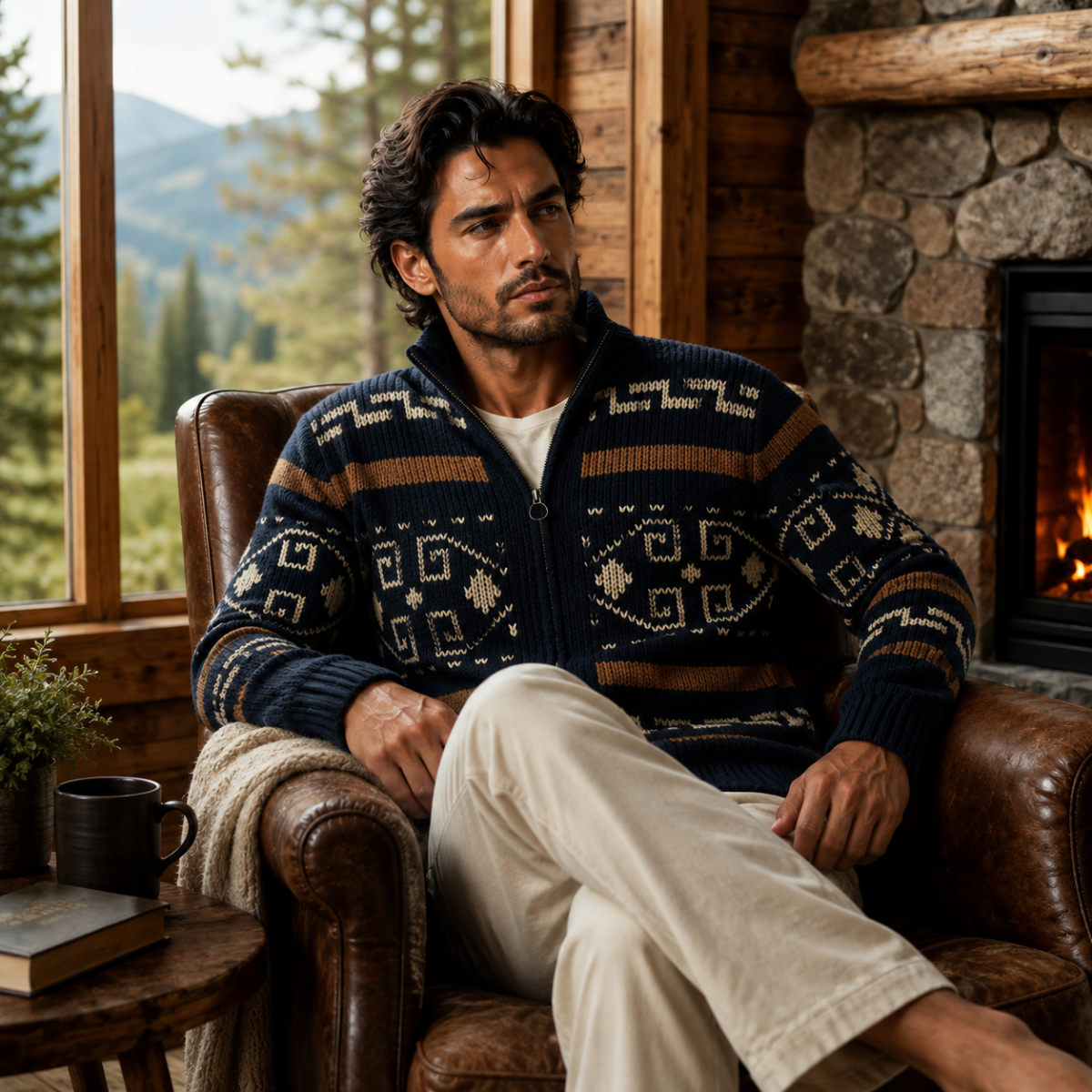 The Serravalle Men’s Button-Up Knit Cashmere Shawl Collar Cardigan