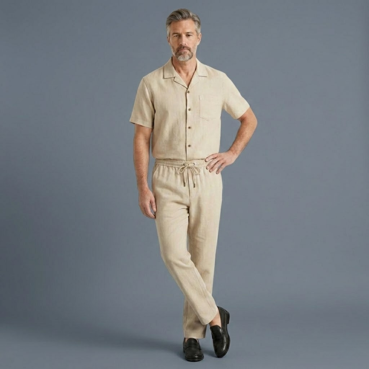 The Lonsdale Men’s Linen Summer Set – Shirt & Trousers
