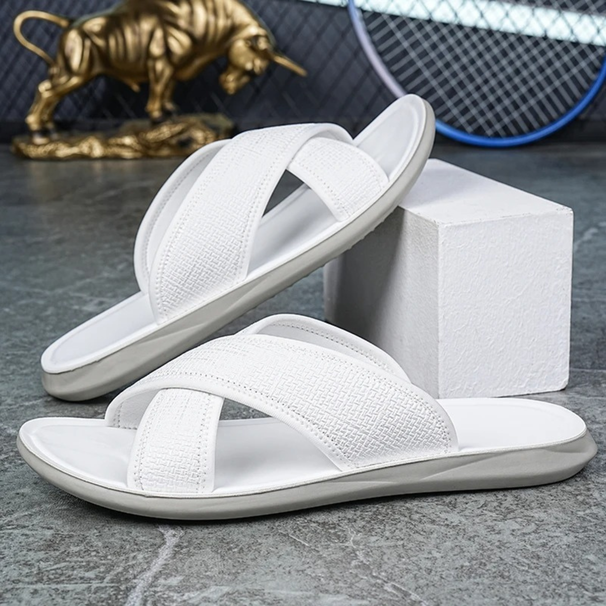 The Baveno Men’s Open Toe Slip On Summer Slide Sandals