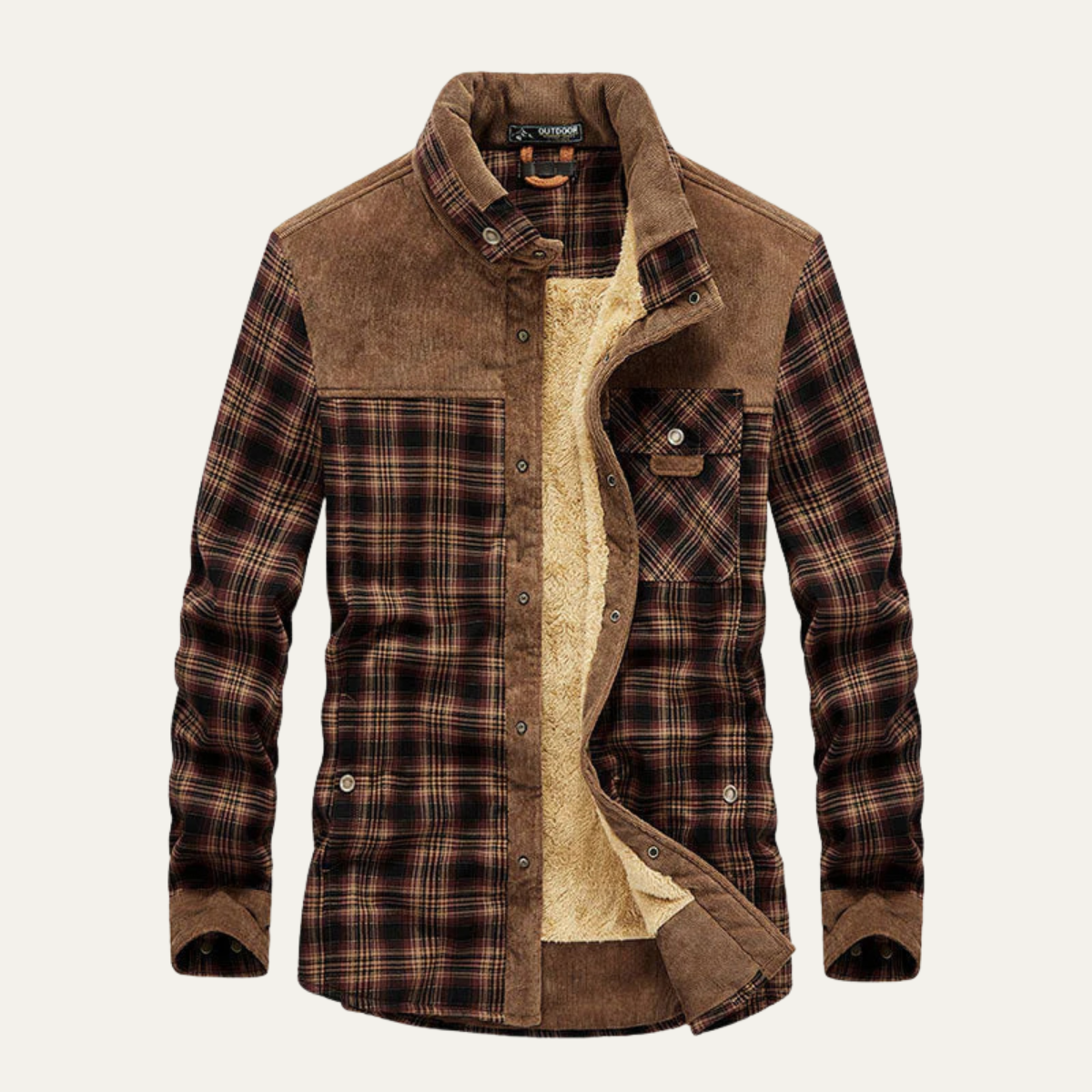 Men’s Fleece Lined Corduroy Plaid Jacket